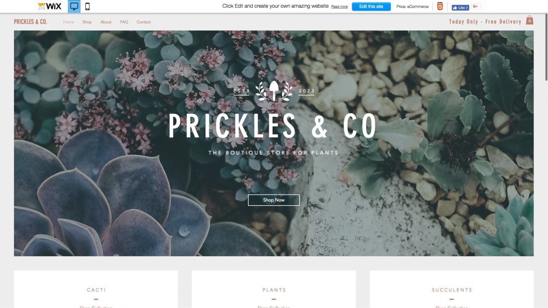 Plant Boutique Website Template | WIX