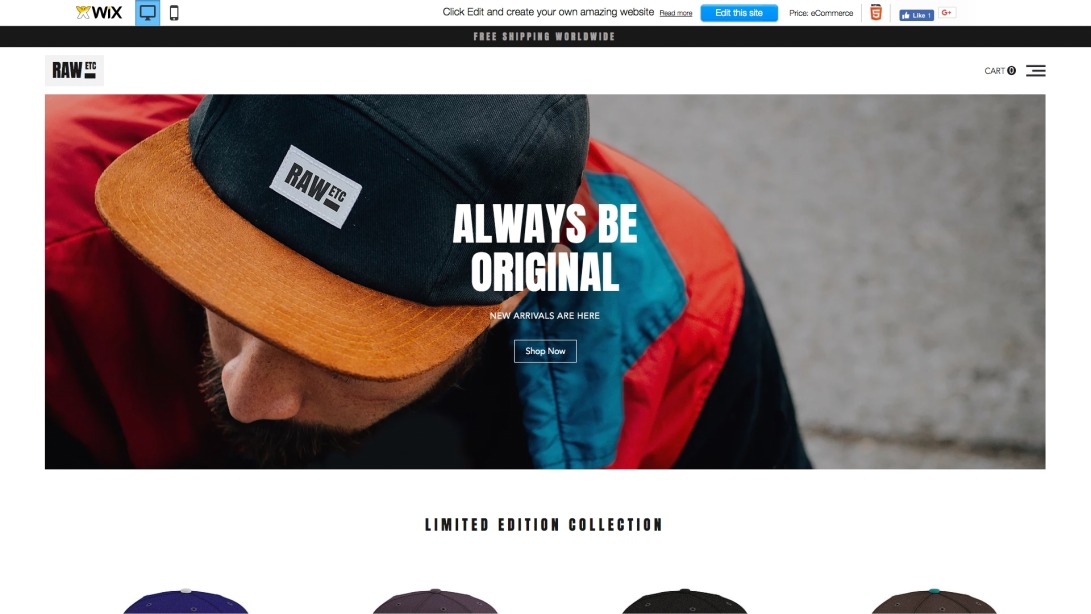 Cap Hats Website Template | WIX