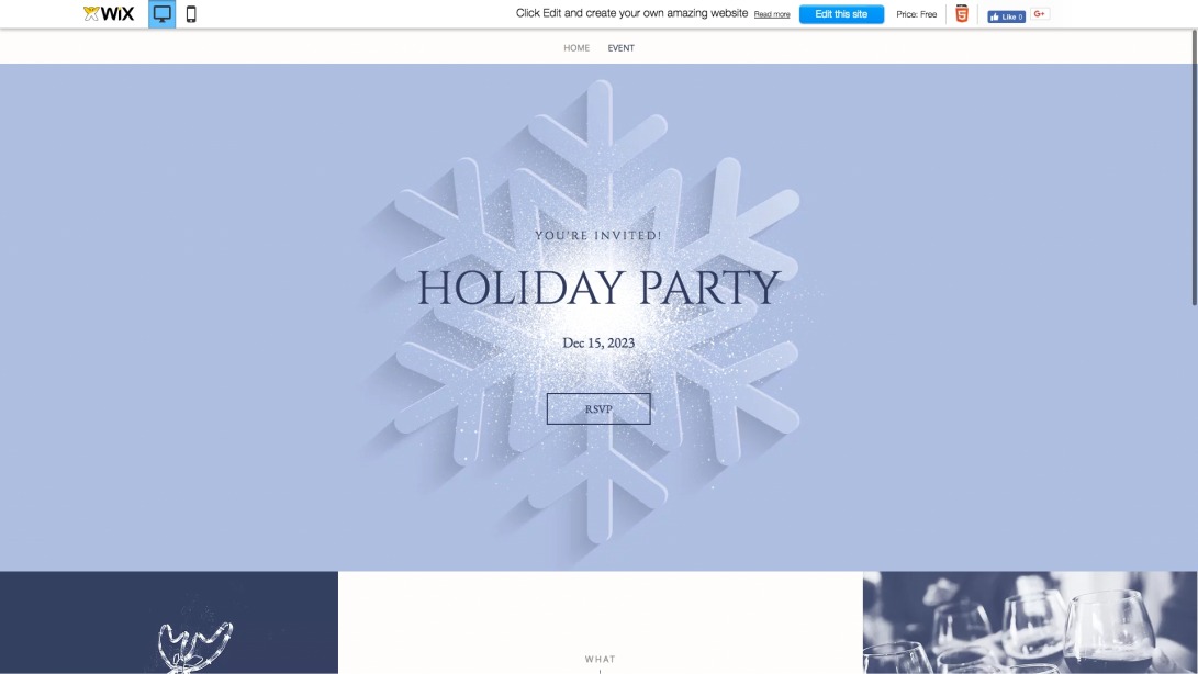 Holiday Party Website Template | WIX