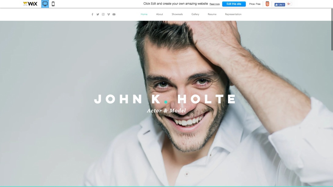 Actor & Model Resume Website Template | WIX