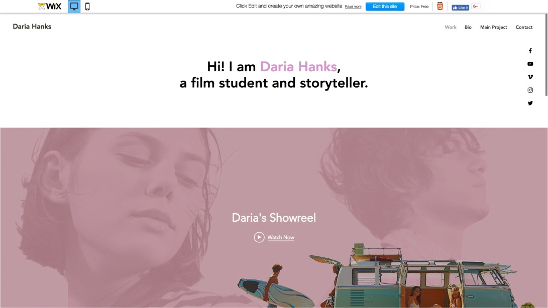 Film Student Website Template | WIX