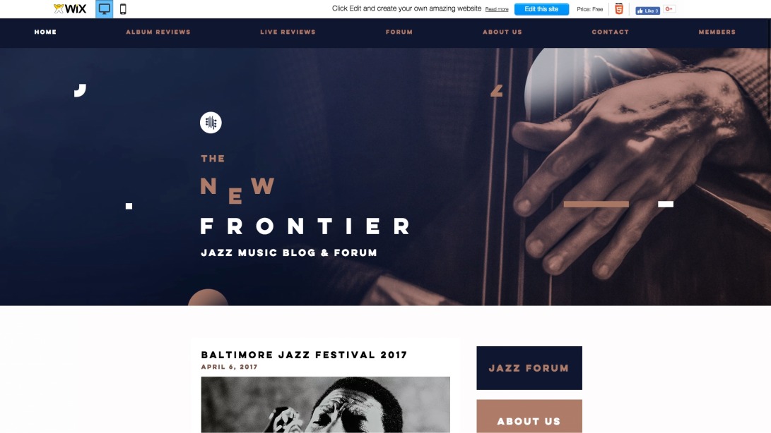 Jazz Music Blog Website Template | WIX