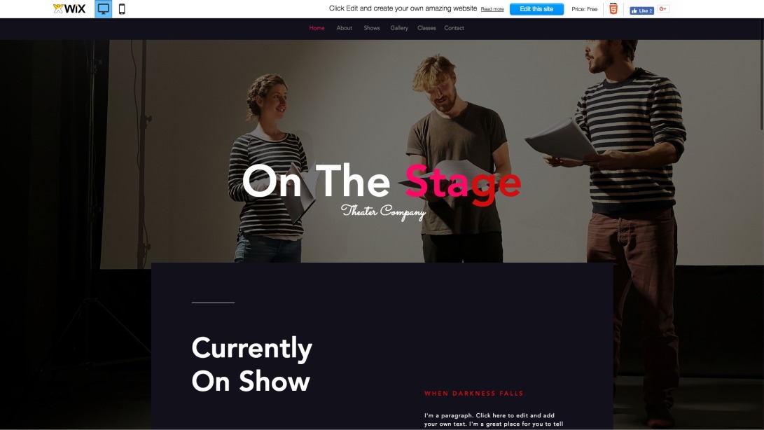 Theater Company Website Template | WIX
