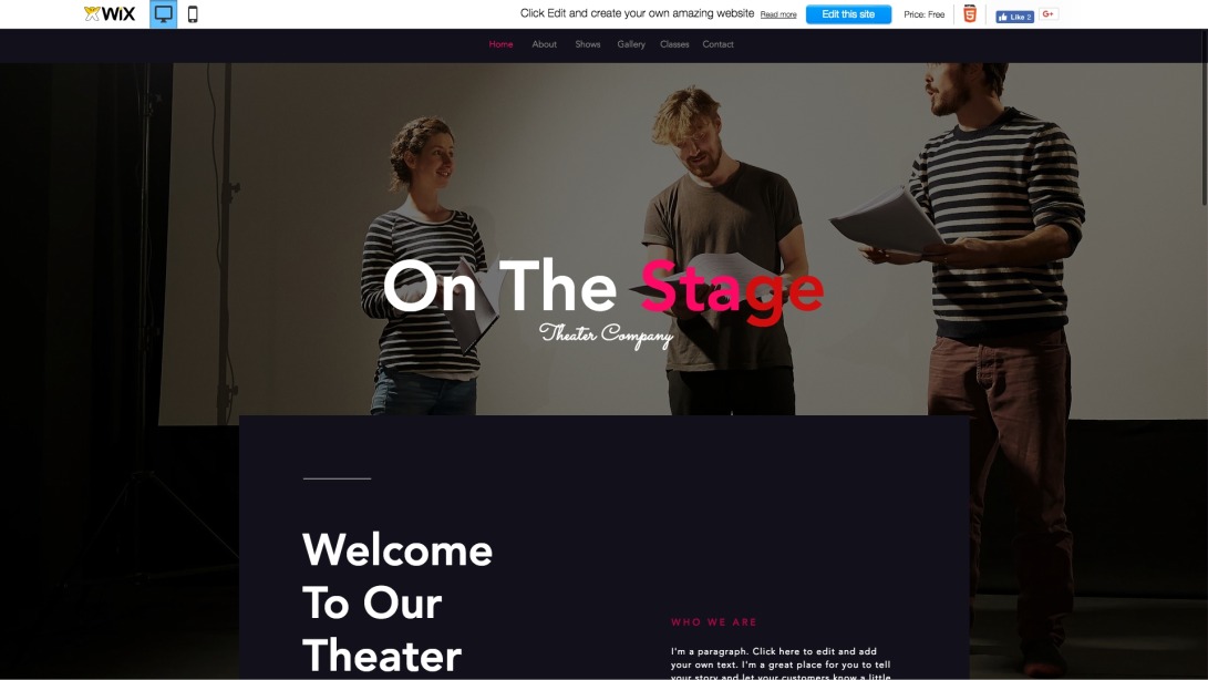 Theater Company Website Template | WIX