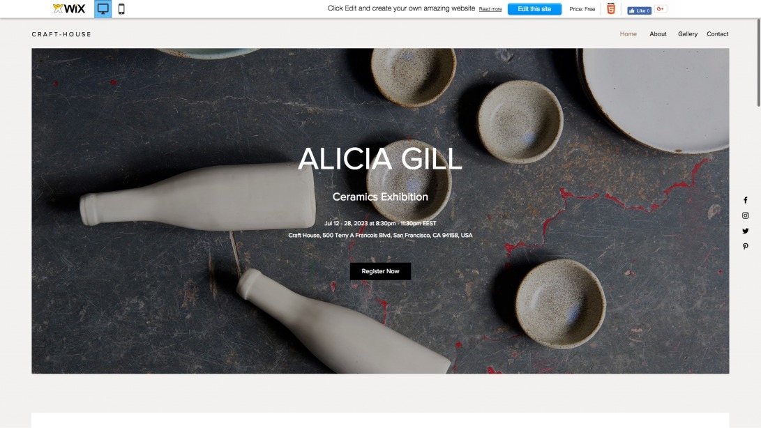 Gallery Event Website Template | WIX