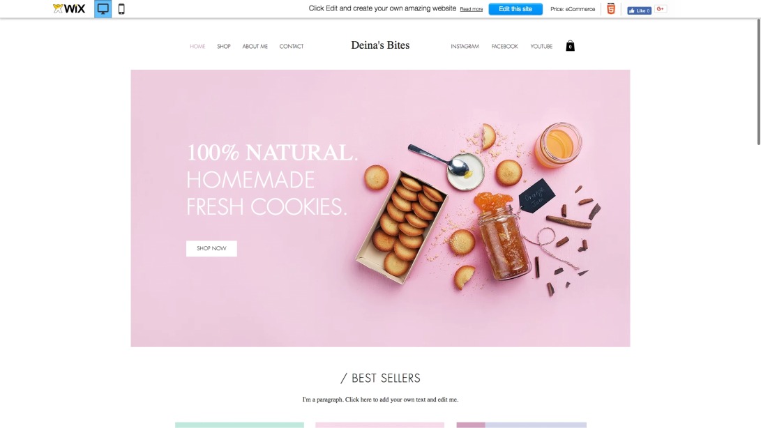 Homemade Cookies Store Website Template | WIX