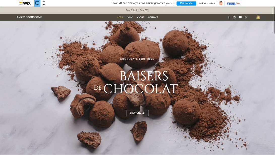 Chocolate Boutique Website Template | WIX