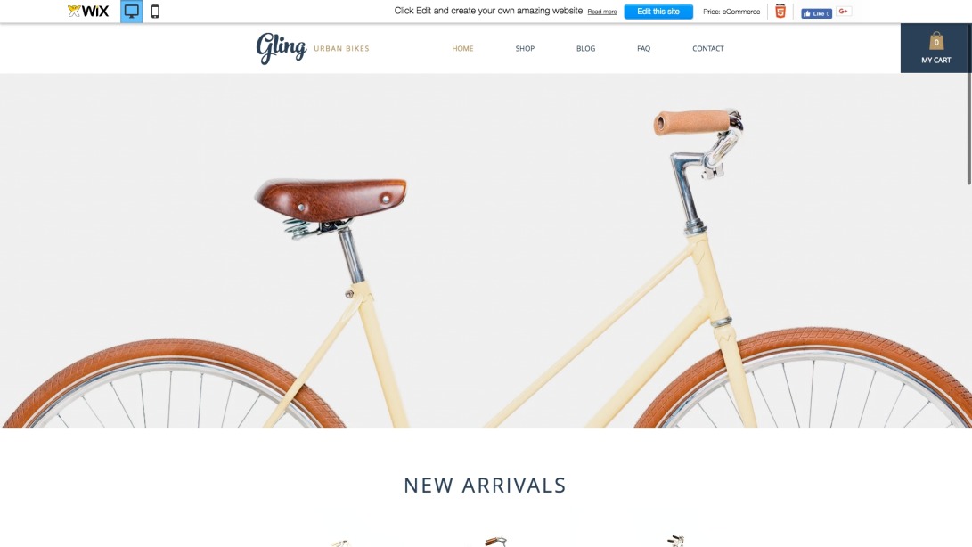 Bicycle Store Website Template | WIX