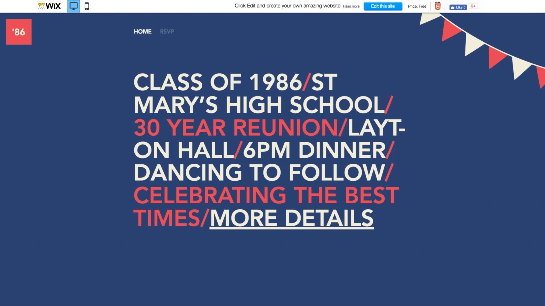 High School Reunion Website Template | WIX