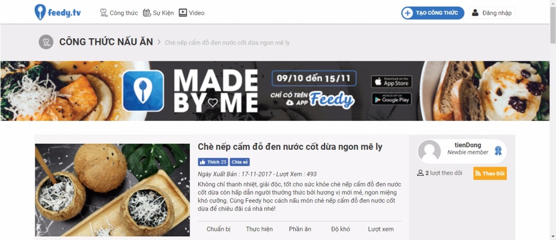 Chè nếp cẩm đỗ đen nước cốt dừa ngon mê ly