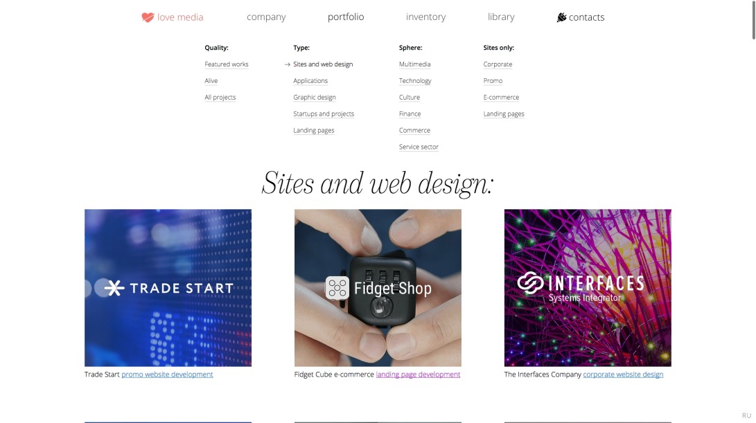 Love Media. Developing corporate websites, mobile applications and startups