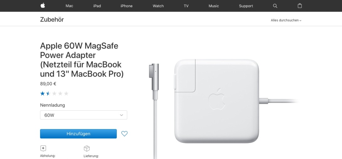 Apple 60W MagSafe Power Adapter - Apple (DE)