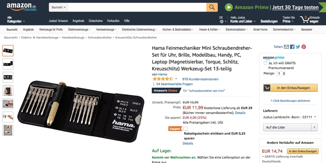 Hama Feinmechaniker Mini Schraubendreher-Set für Uhr, Brille, Modellbau, Handy, PC, Laptop (Magnetisierbar, Torque, Schlitz, Kreuzschlitz) Werkzeug-Set 13-teilig: Amazon.de: Baumarkt