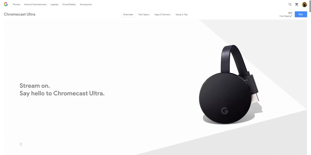Chromecast Ultra - 4K Streaming - Google Store