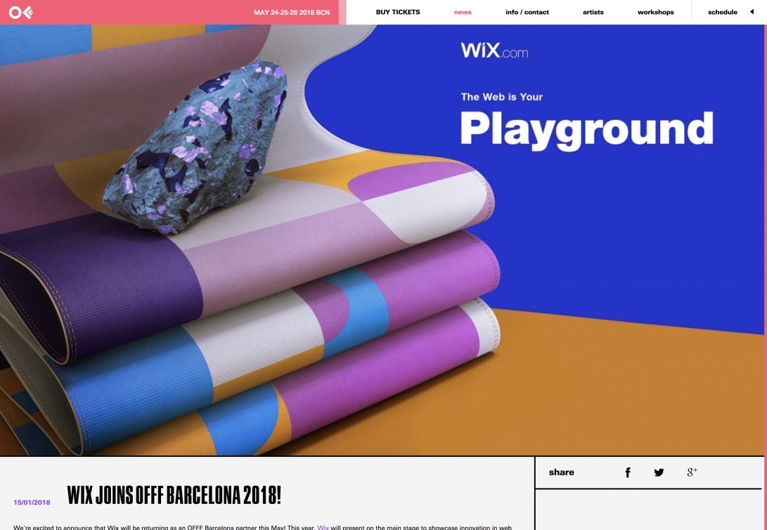 Wix joins OFFF Barcelona 2018!