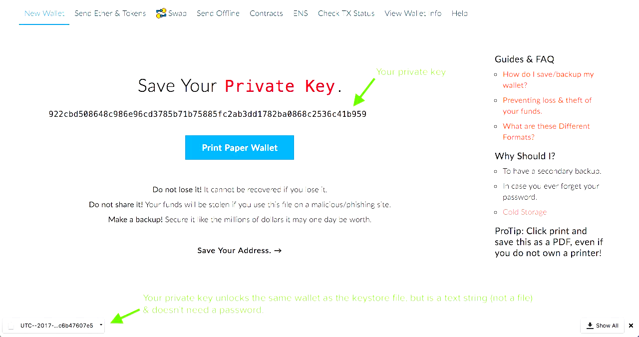 Differences between wallet types (e.g. private key vs keystore) · Private Keys & Passwords | MyEtherWallet Help & Support