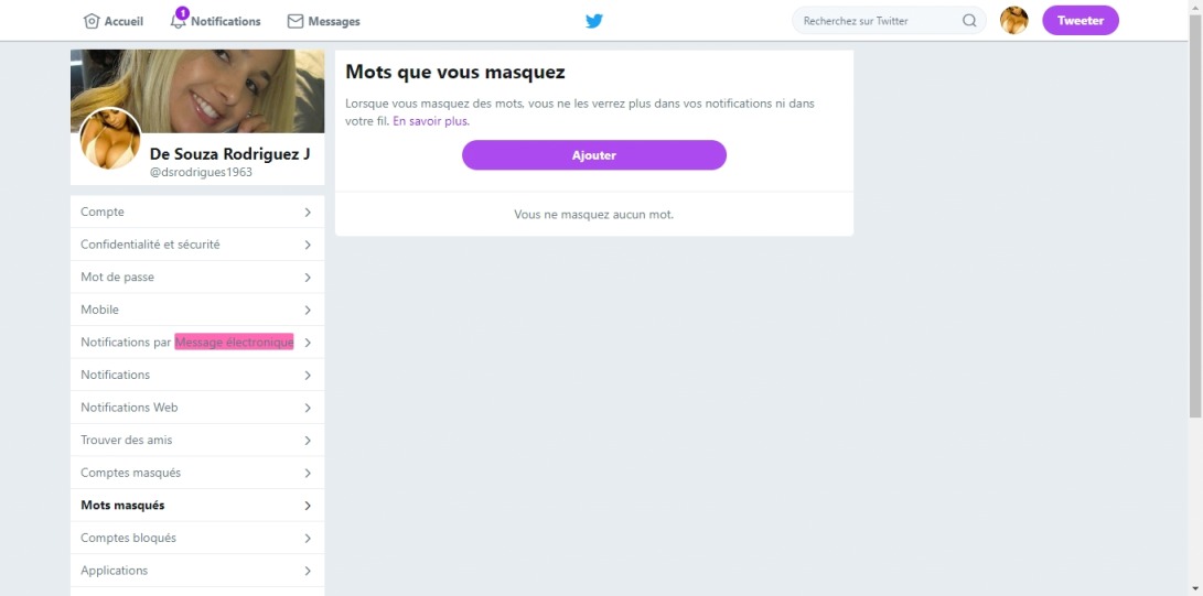 Twitter / Paramètres