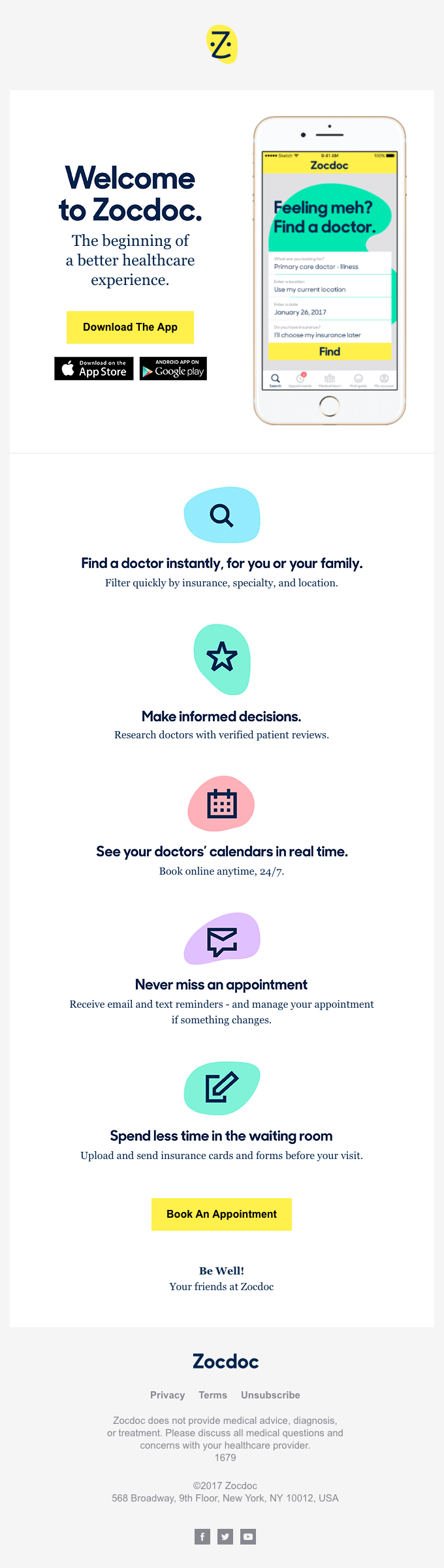 Welcome! Zocdoc will see you now. - Really Good Emails