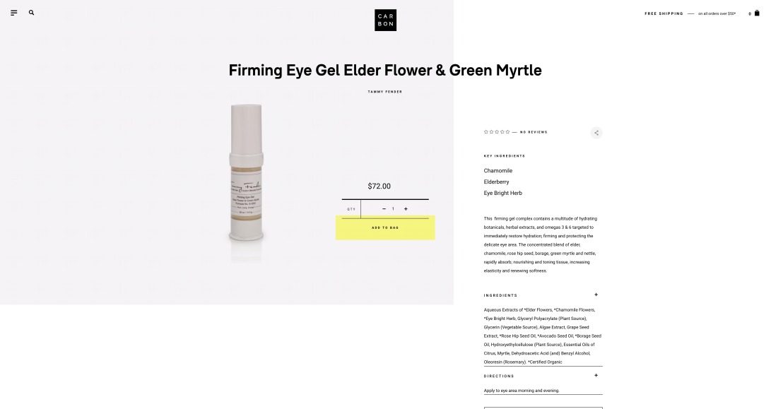 Firming Eye Gel Elder Flower & Green Myrtle - Carbon Beauty