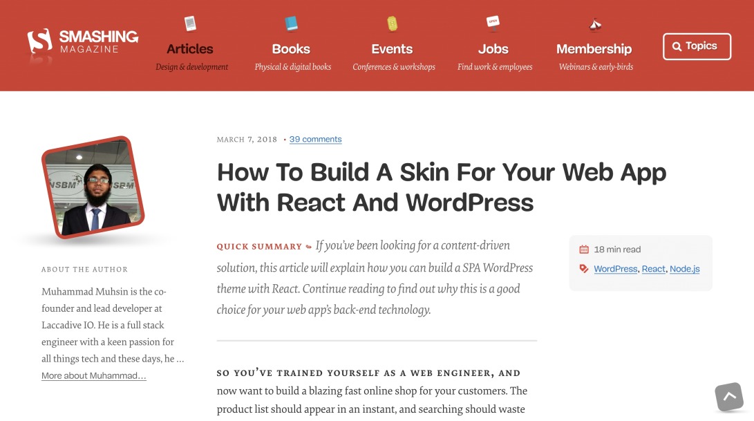 How To Build A Skin For Your Web App With React And WordPress — Smashing Magazine
