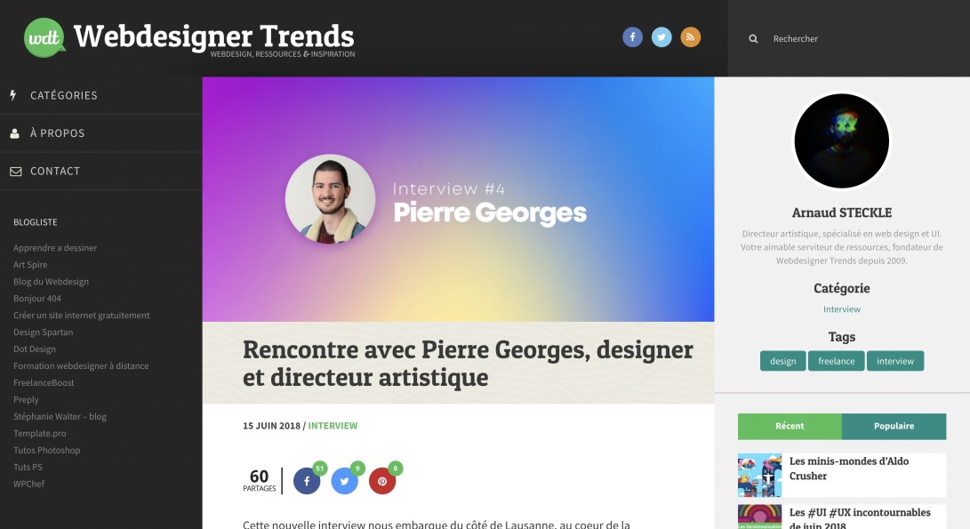 Rencontre avec Pierre Georges, designer et directeur artistique | Webdesigner Trends