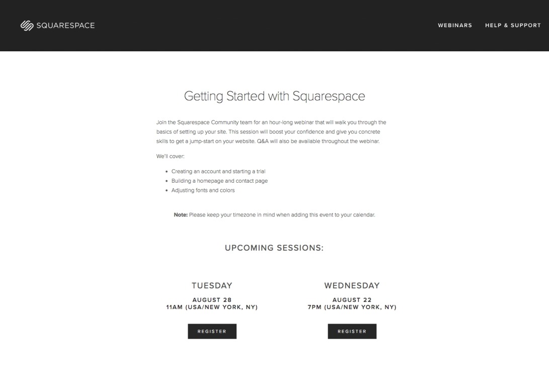 Getting Started Webinars — Squarespace Workshops