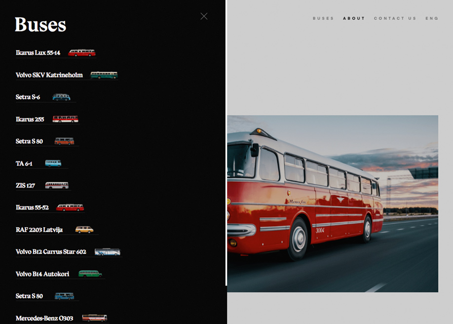 Timeless icon buses menu