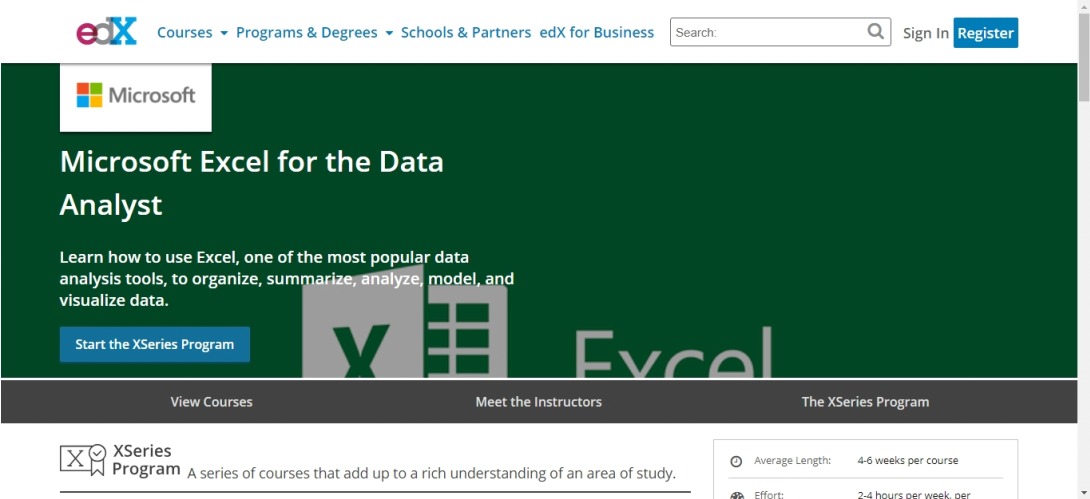 Microsoft Excel for the Data Analyst | edX