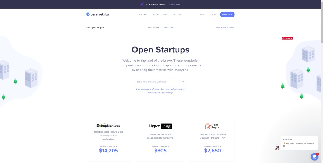 Open Startups - Baremetrics