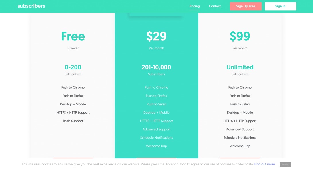 Pricing | Subscribers - The Simplest Way to Grow Your Traffic