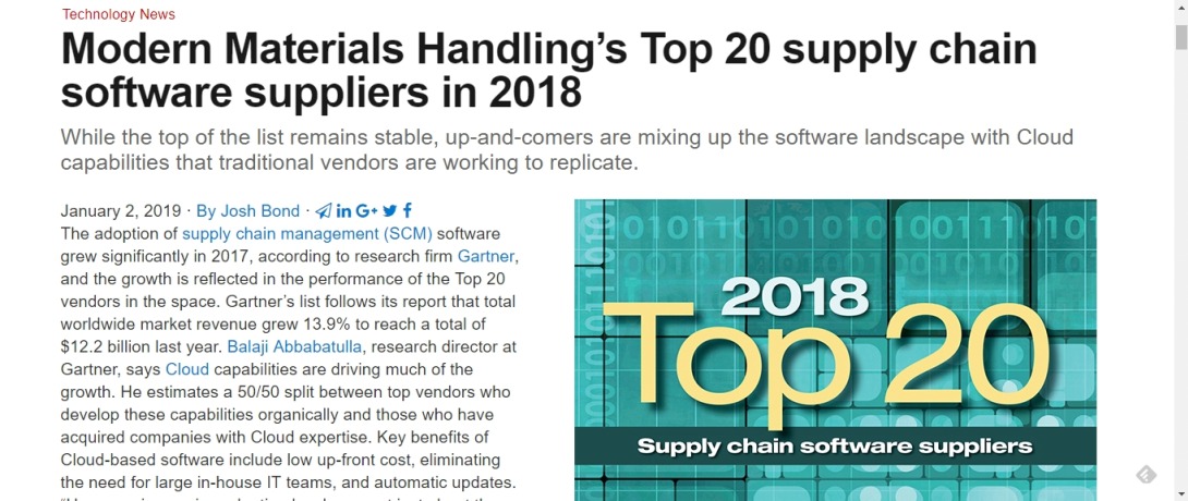 Modern Materials Handling’s Top 20 supply chain software suppliers in 2018 - Supply Chain 24/7