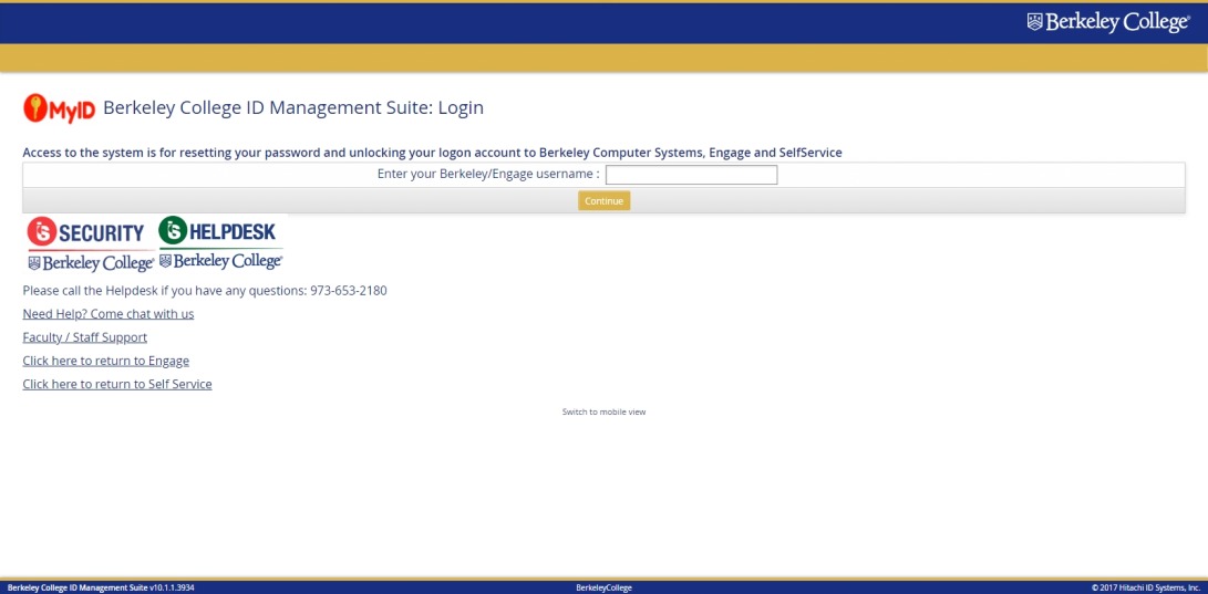 Berkeley College ID Management Suite: Berkeley College ID Management Suite: Login