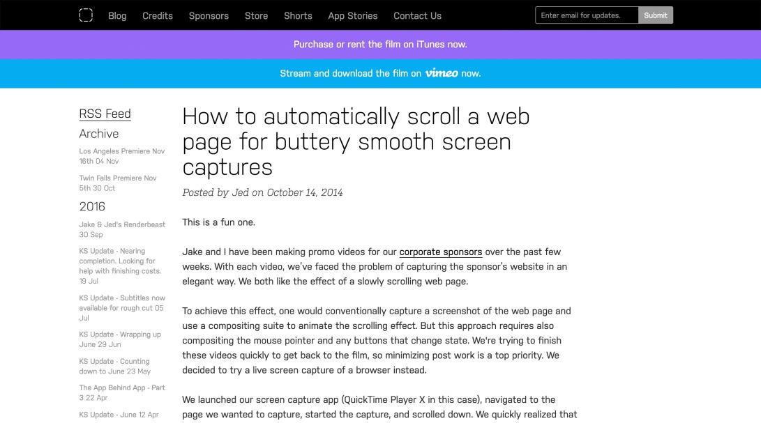 How to automatically scroll a web page for buttery smooth screen captures | App: The Human Story - Available Now