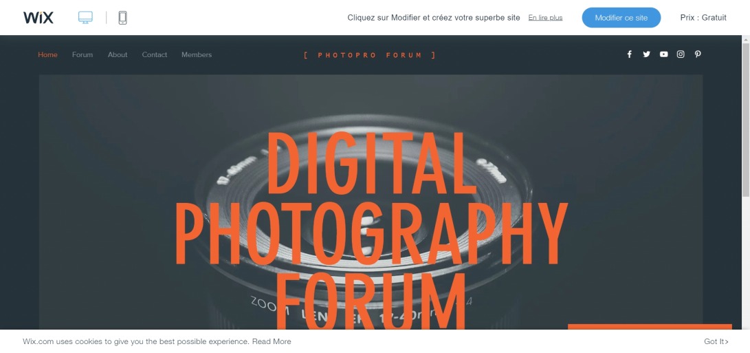 Template Forum photographie numérique | WIX