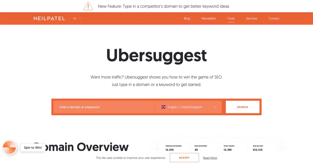 Ubersuggest's Free Keyword Tool, Generate More Suggestions