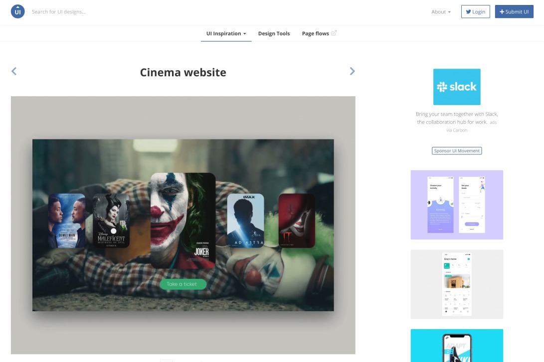 Cinema website - UI Movement