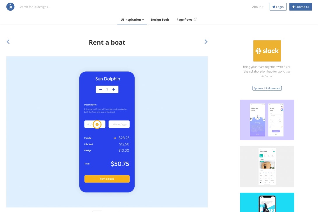 Rent a boat - UI Movement
