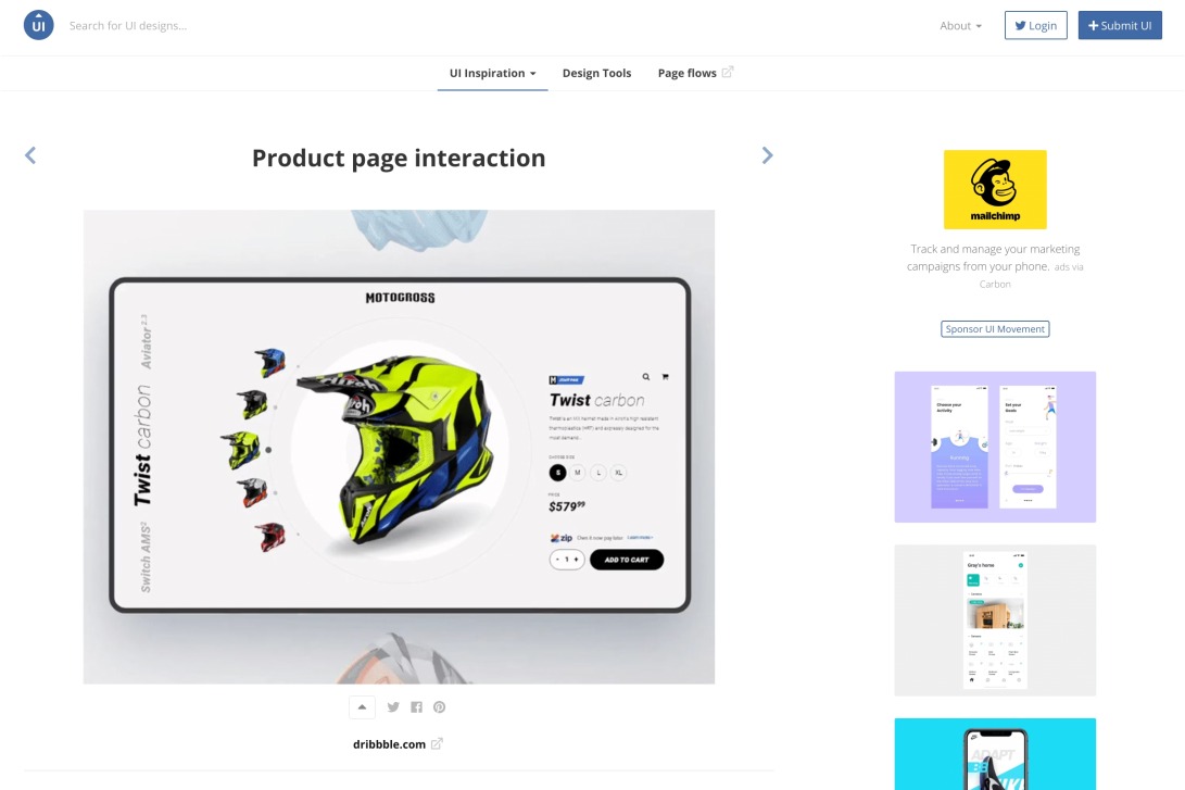 Product page interaction - UI Movement