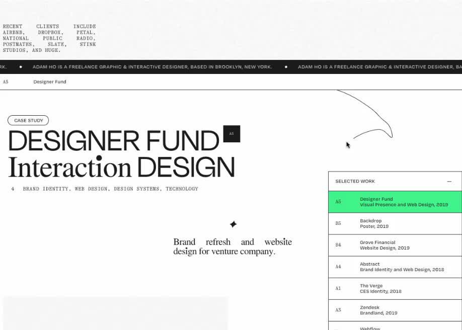 Custom Draggable Interface - Adam Ho - Freelance Portfolios - Awwwards