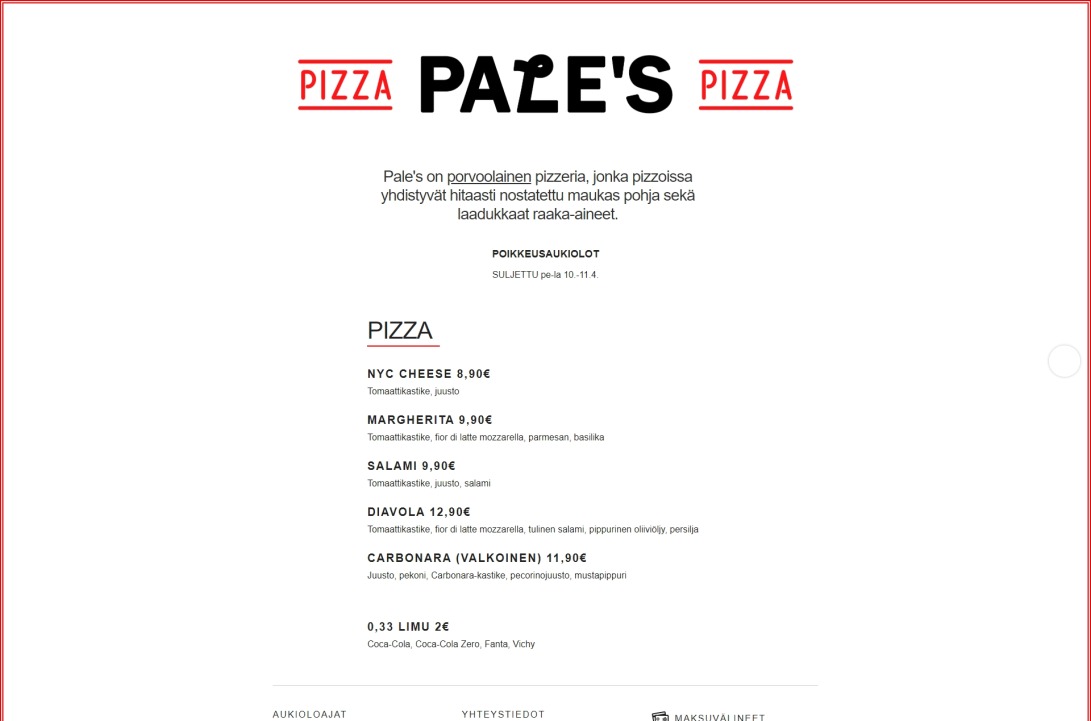 Pizzeria Pale's | Porvoo