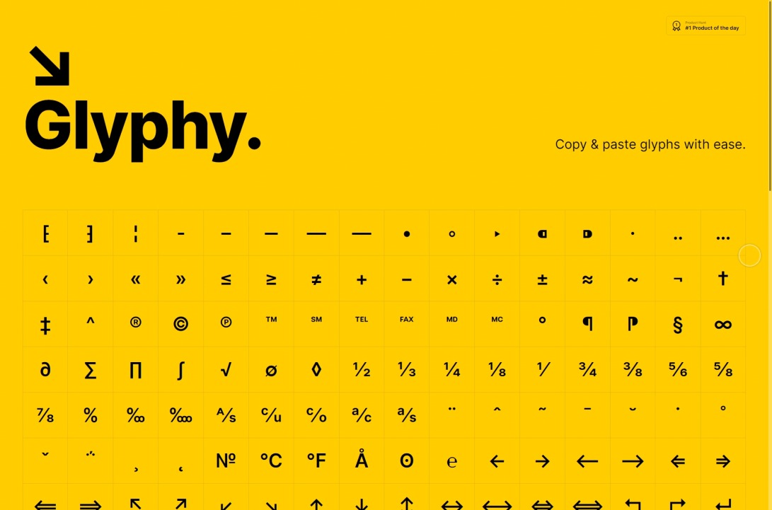 Glyphy → Copy & paste glyphs with ease! ♥
