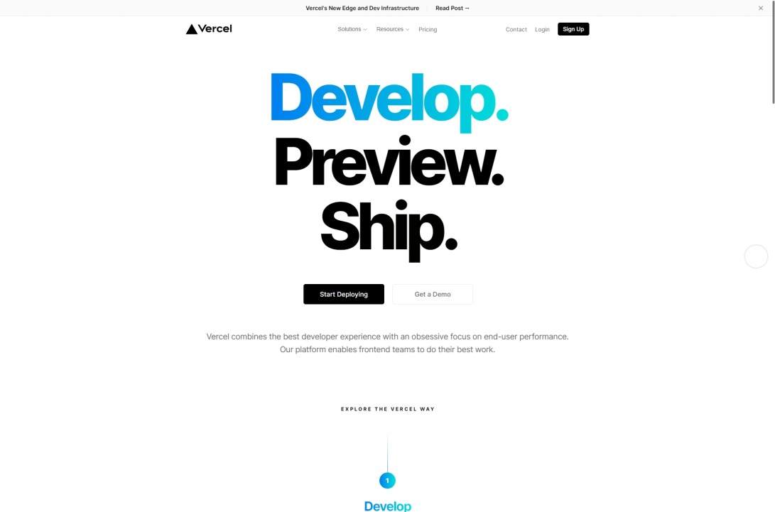 Develop. Preview. Ship. For the best frontend teams – Vercel