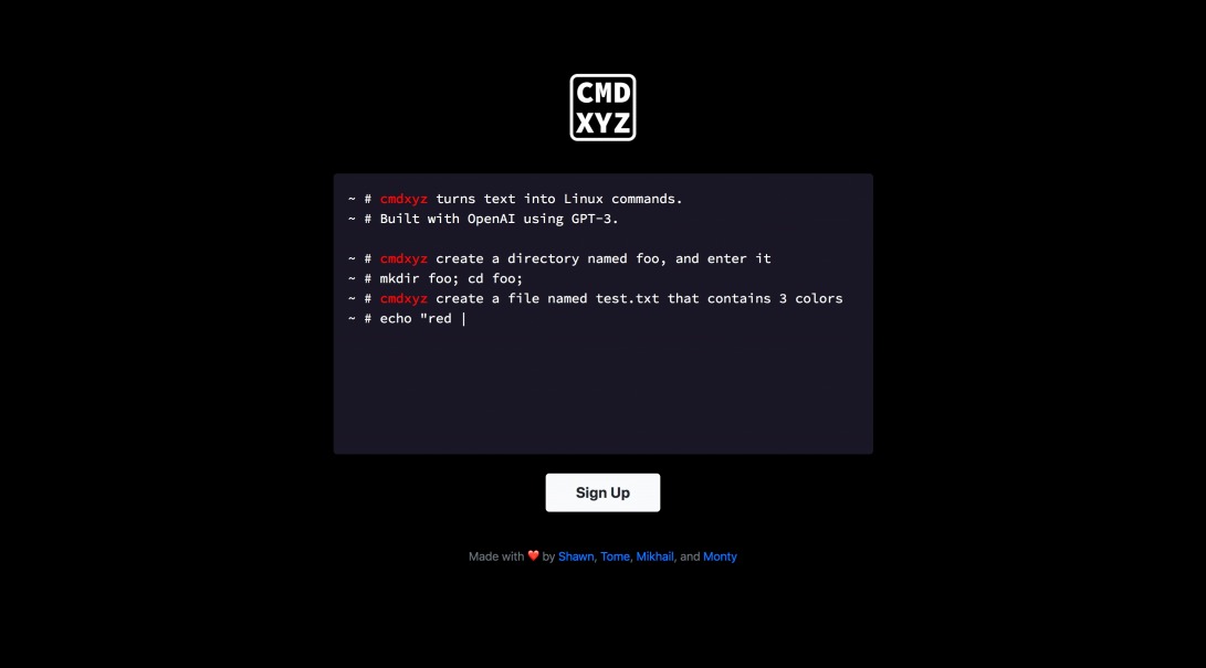 CMD.XYZ – GPT3 command creator for Linux