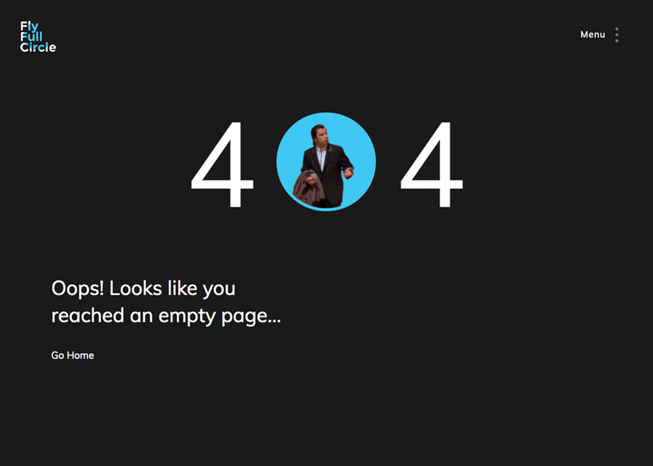 Fly Full Circle - 404 error page