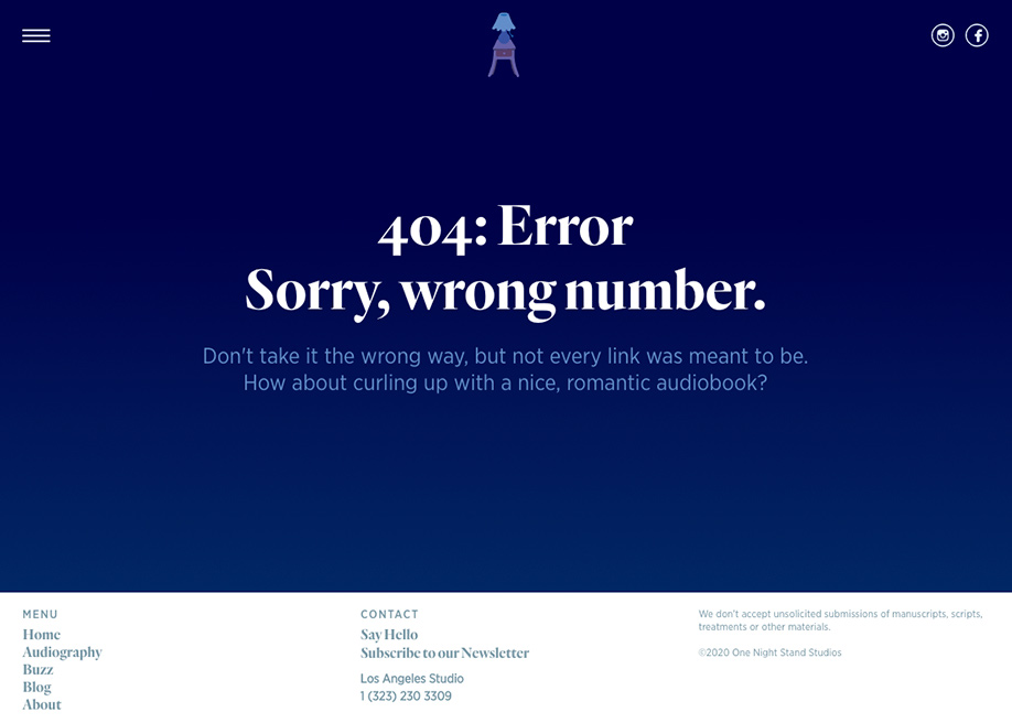 One Night Stand - 404 error page