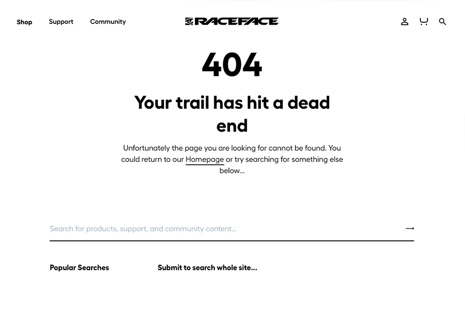 RaceFace - 404 error page