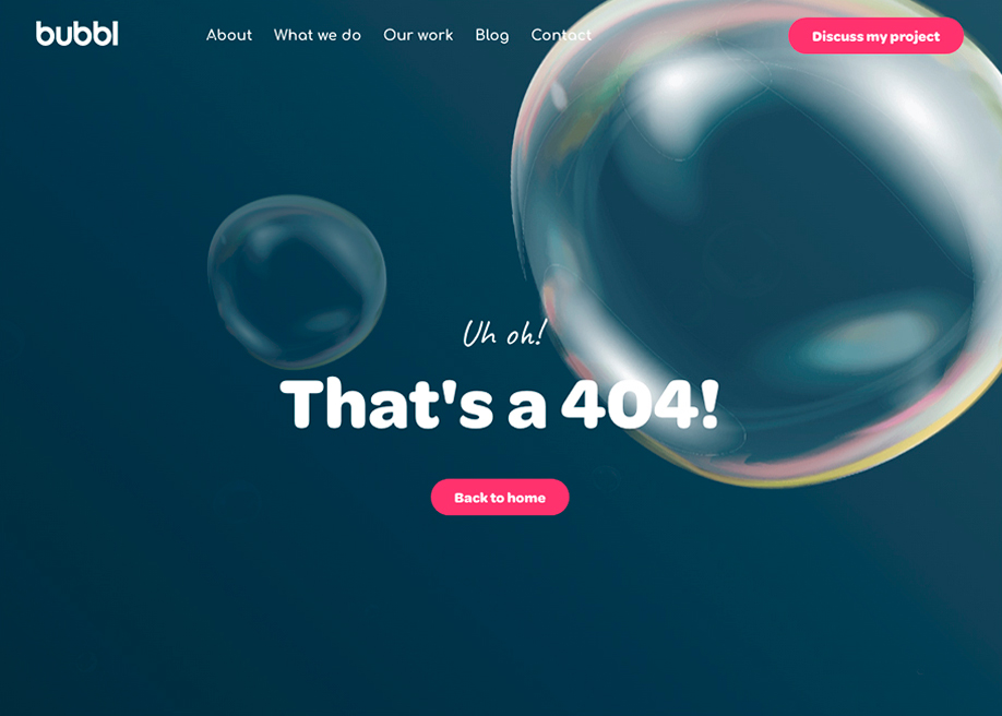 Bubbl - 404 error page
