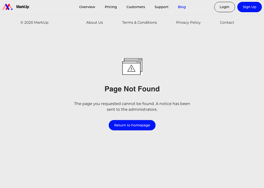 MarkUp - 404 Error Page