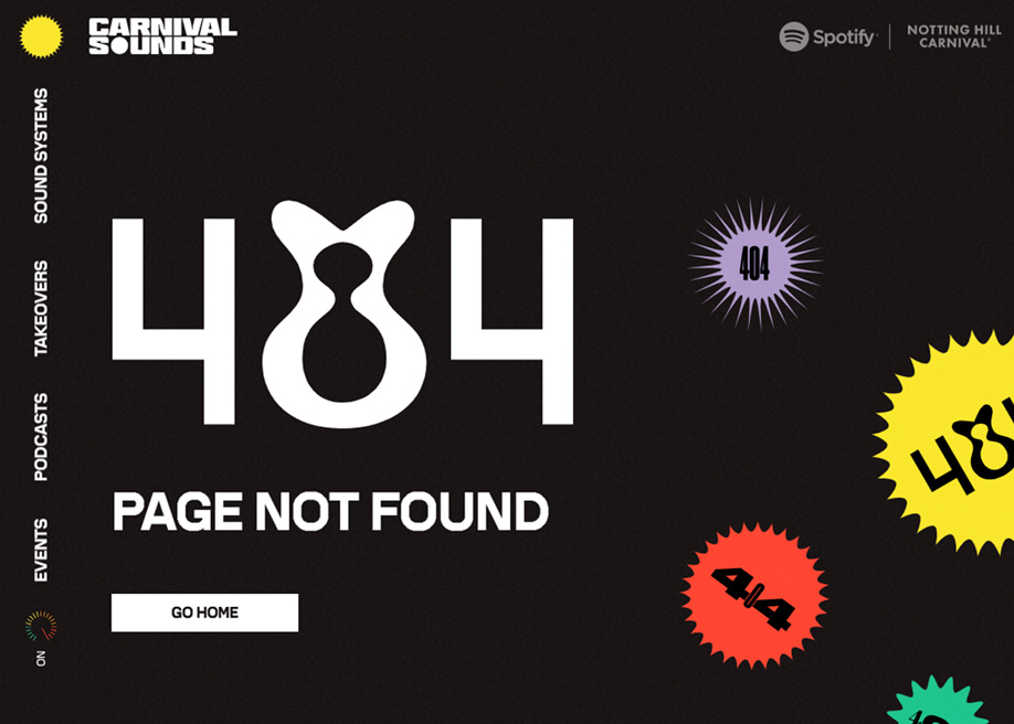 Carnival with Spotify - 404 error page