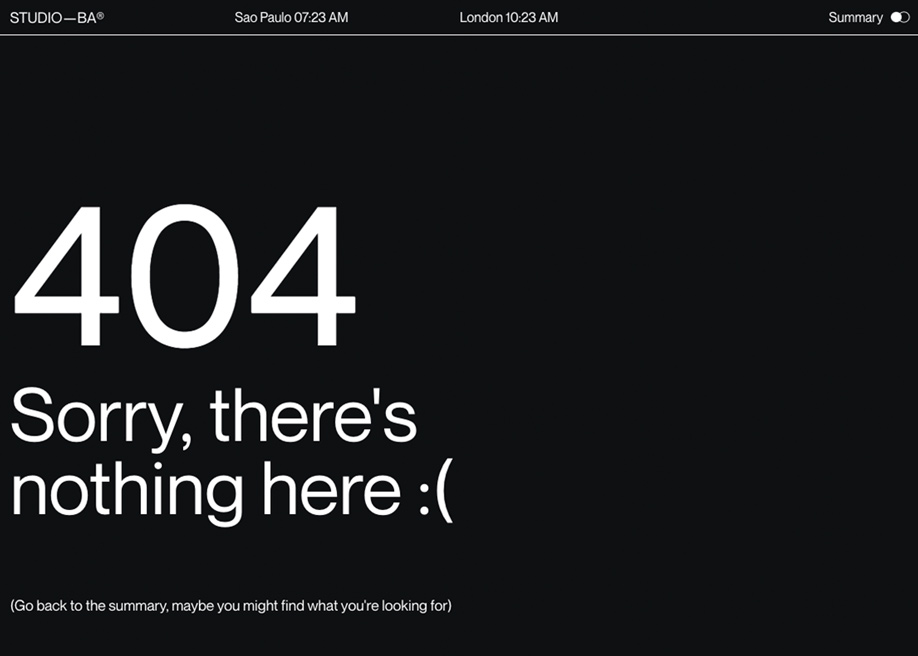 Studio—BA® - 404 error page
